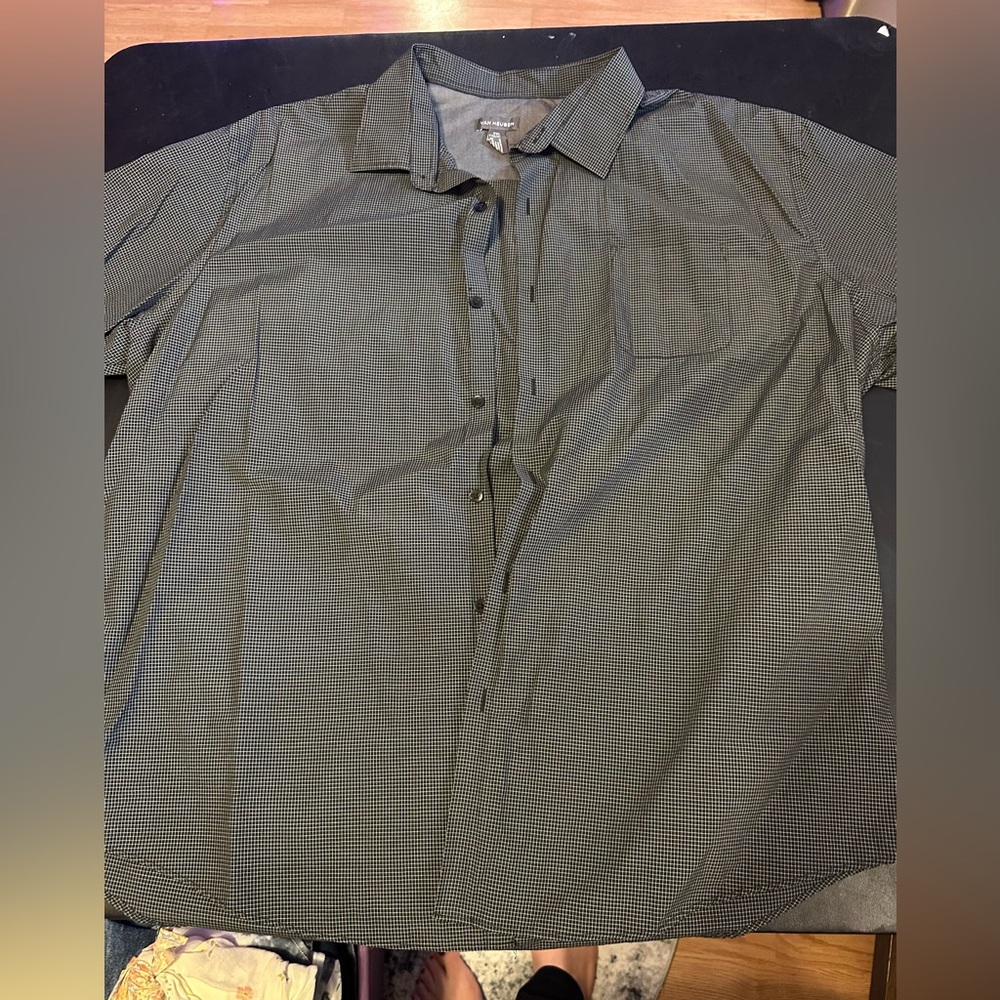 Van Heusen Men's Black and White Checkered Shirt